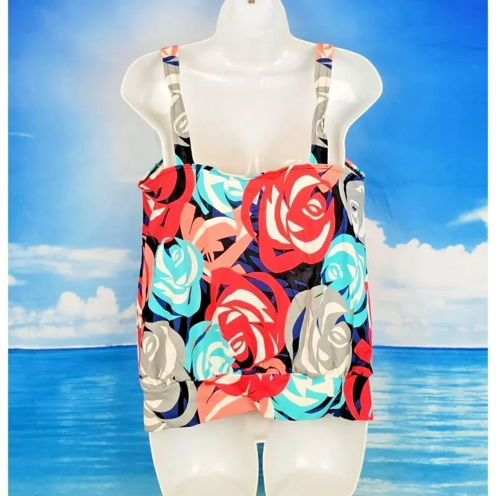 Multi-Color Floral TANKINI Top Swim Bathing Suit Underwire size 12